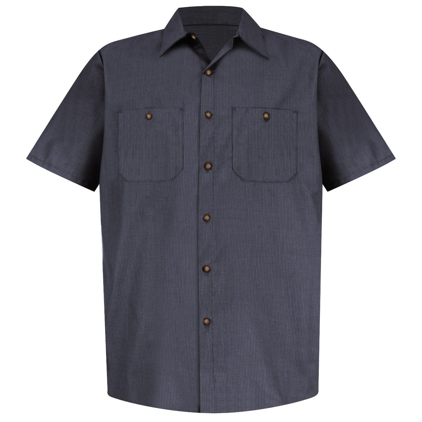 Denim Blue Button Up Shirt - Red Kap - Stylish Micro Check