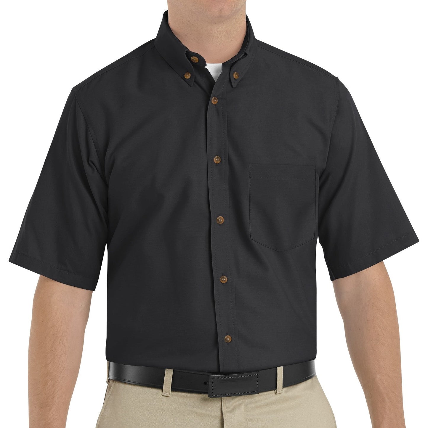 Black Button Up Shirts - Red Kap - Short Sleeve Dress