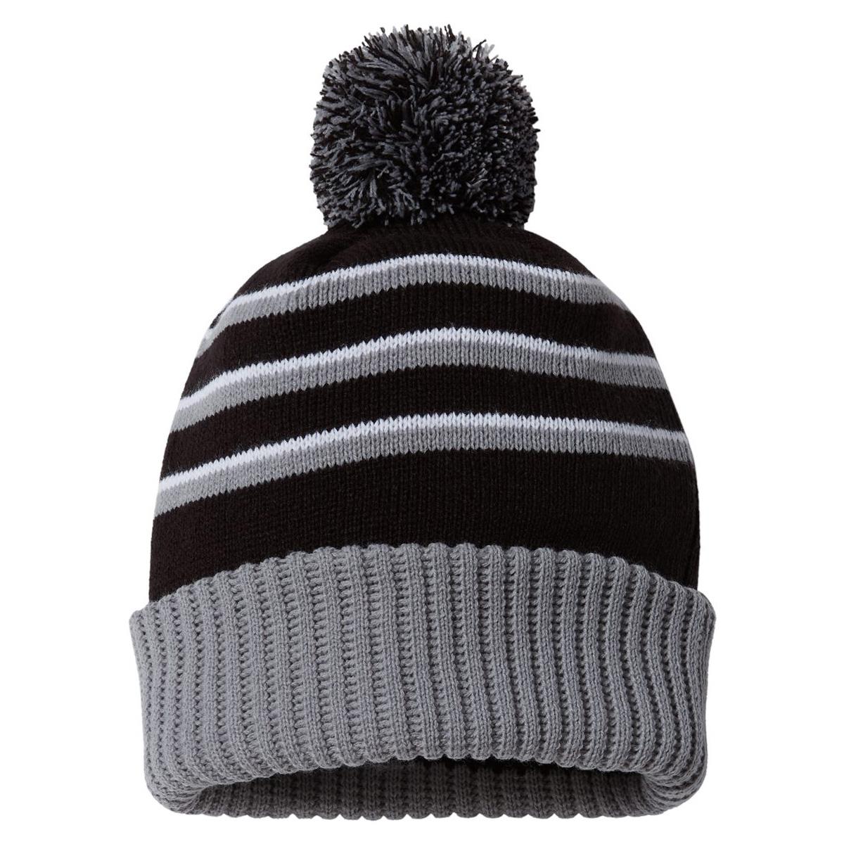 Black/Grey/White Beanies - Richardson - Cozy Pom Cuff
