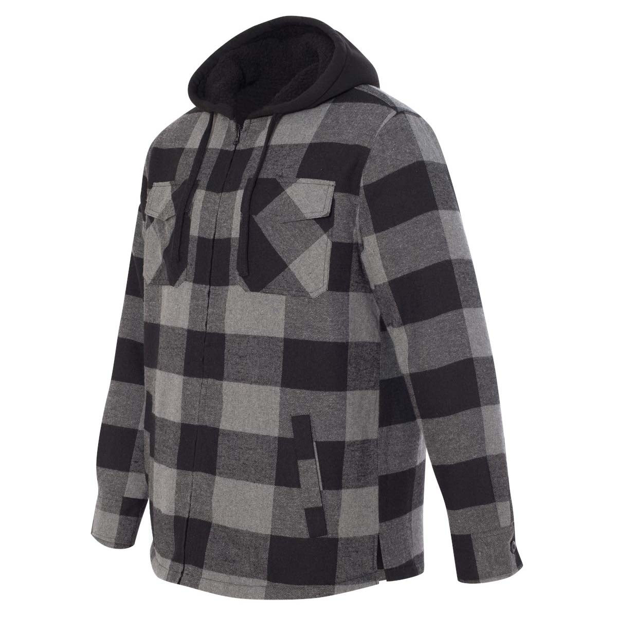 Black/Grey Jackets - Burnside - Quilted Flannel Hooded