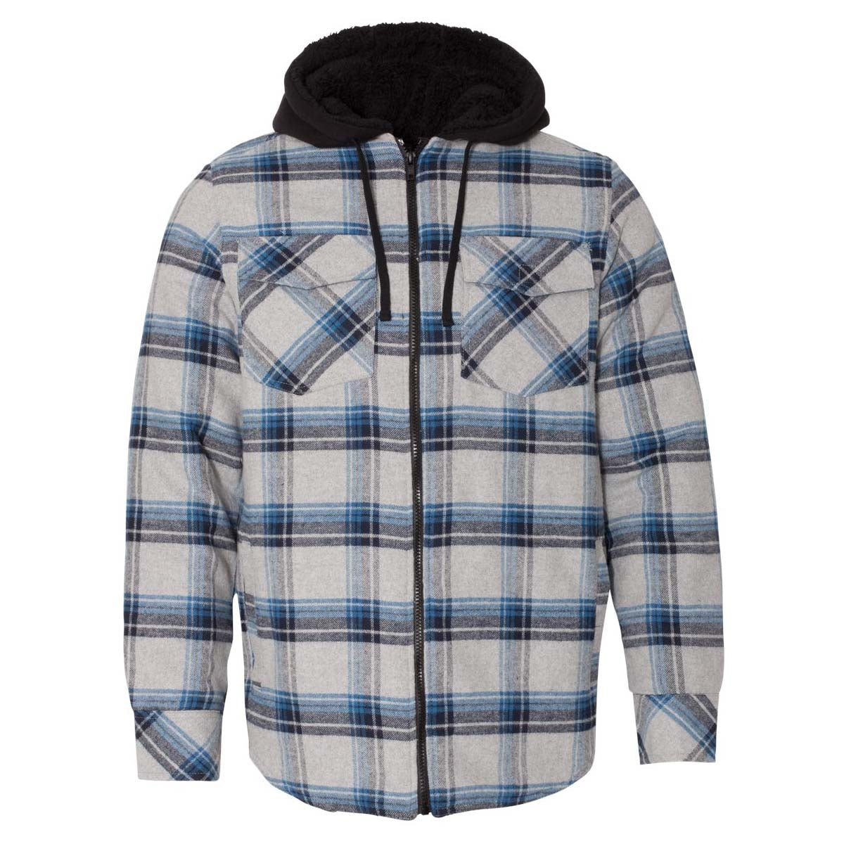 Black/Grey Jackets - Burnside - Quilted Flannel Hooded