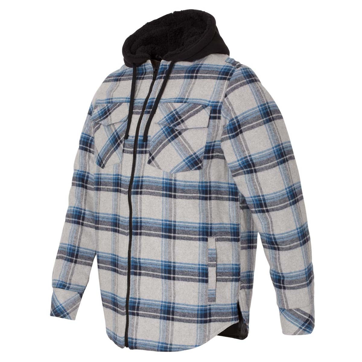 Black/Grey Jackets - Burnside - Quilted Flannel Hooded