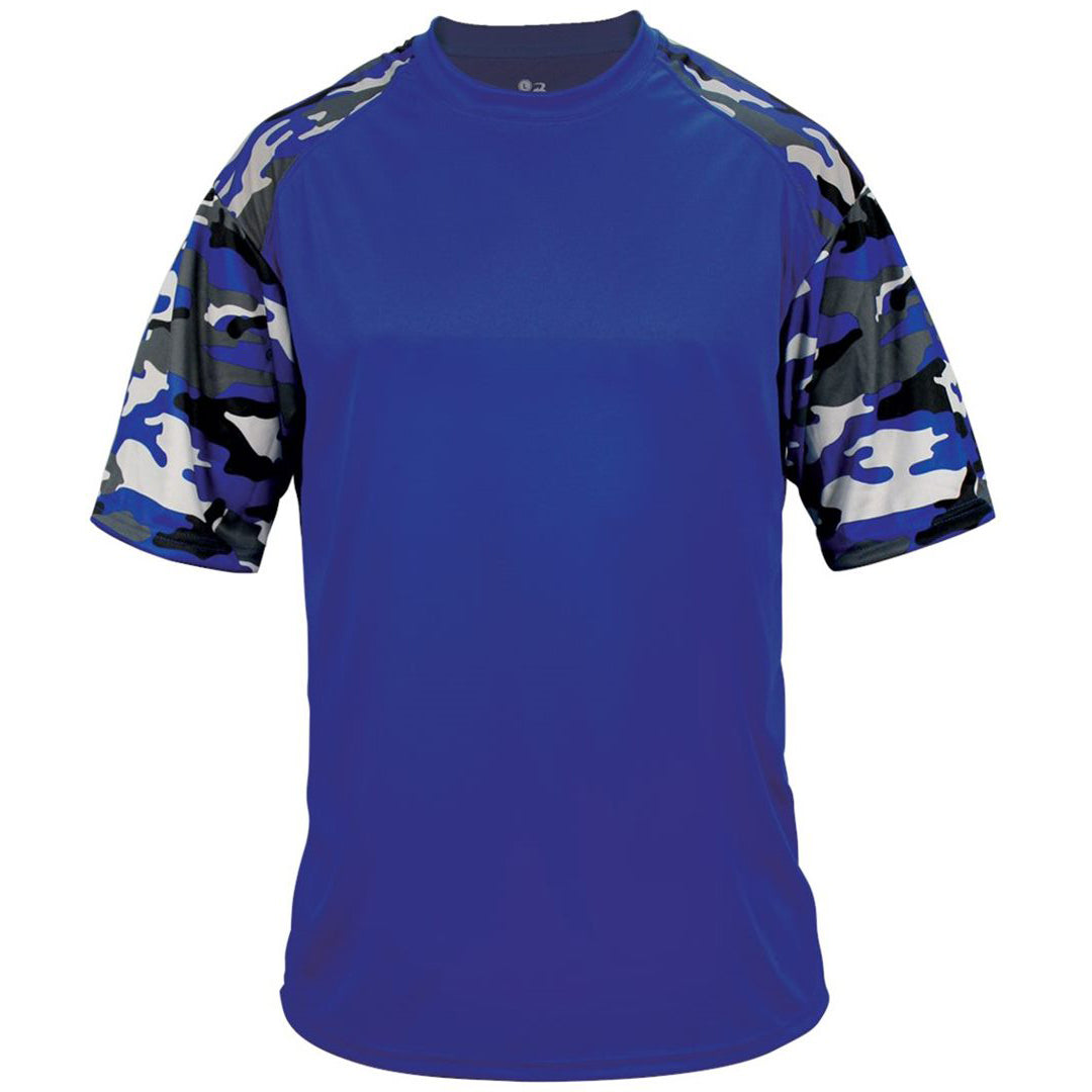 White/Navy Camo T-Shirt - Badger Sport - Moisture Wicking