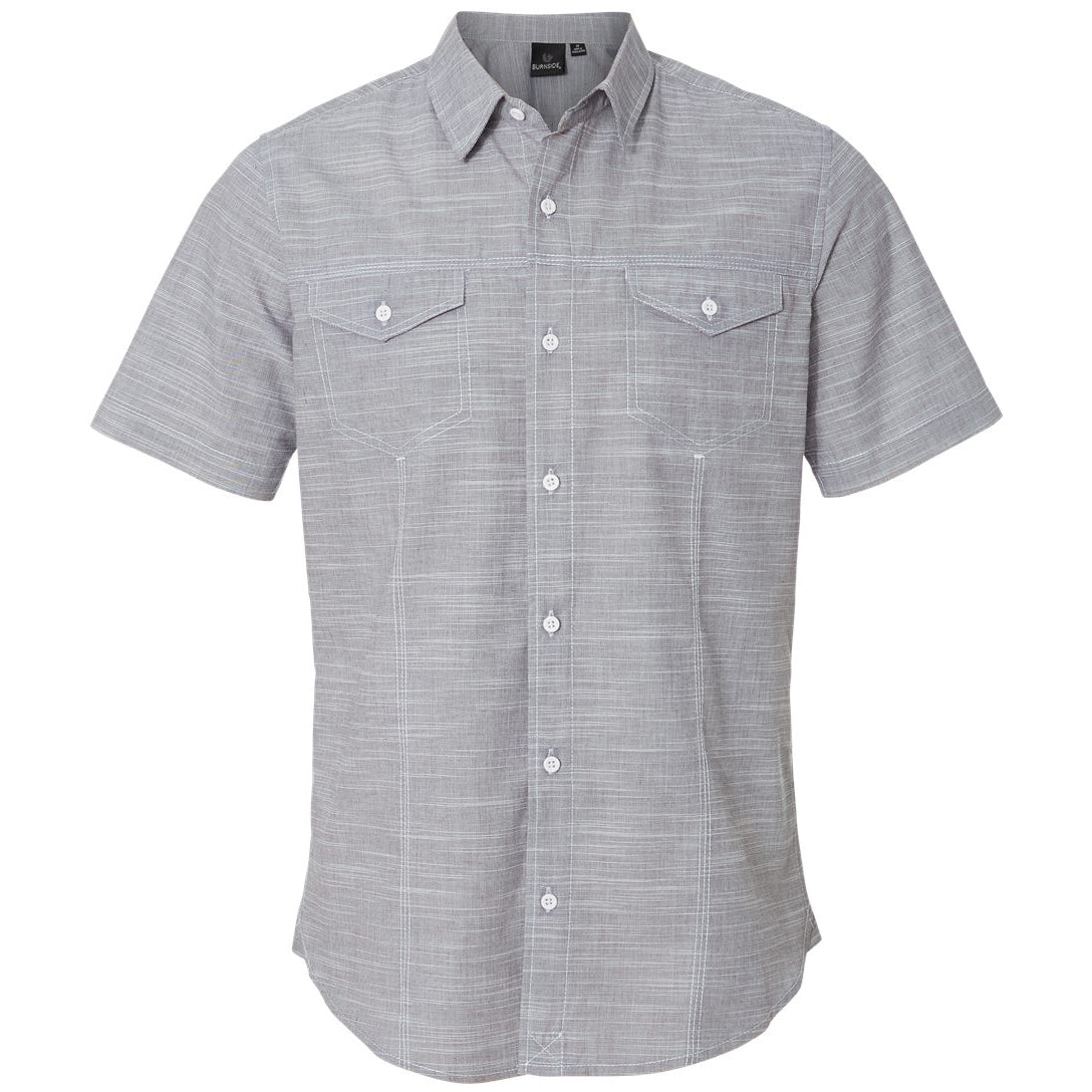 Black Button Up Shirt - Burnside - Textured Short Sleeve