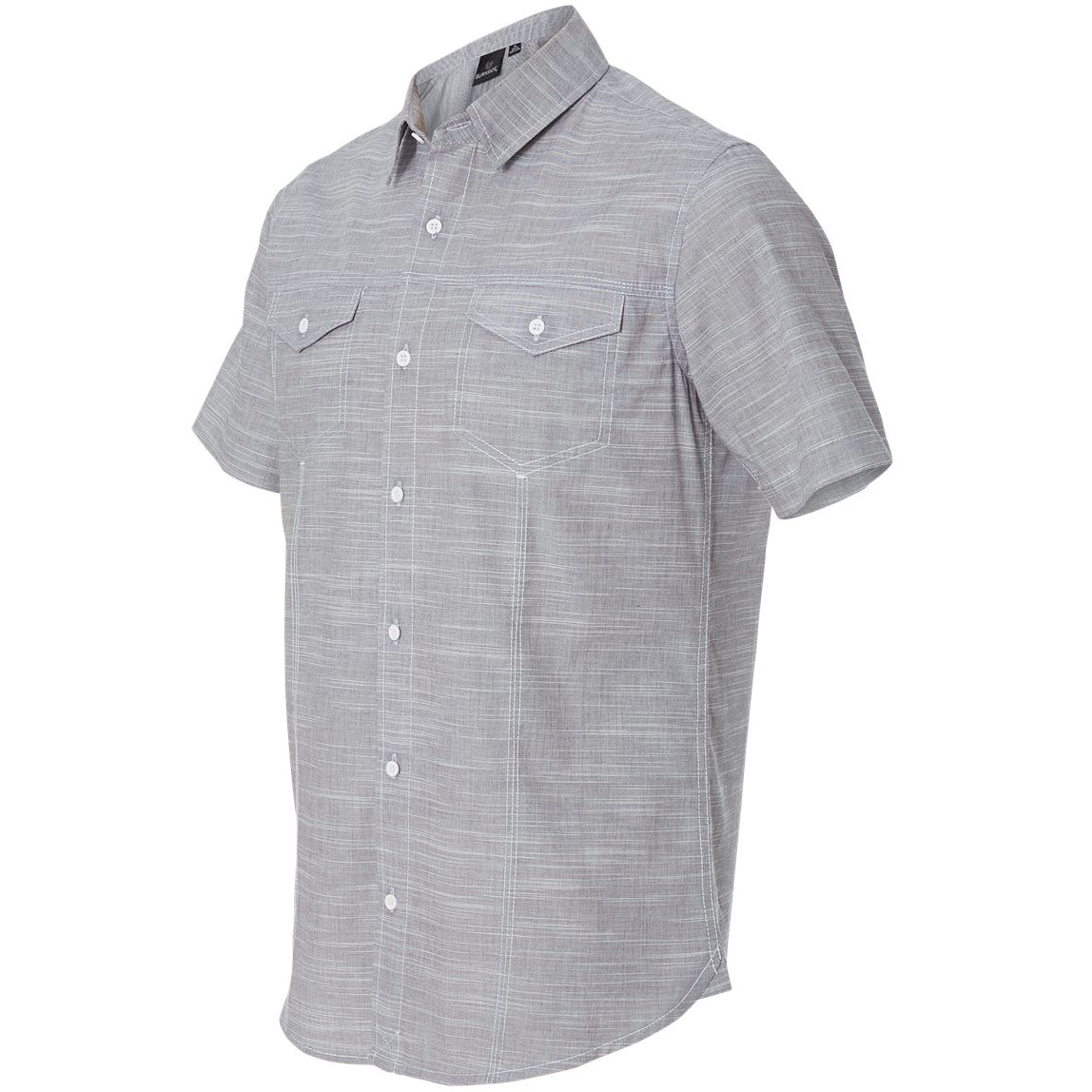 Black Button Up Shirt - Burnside - Textured Short Sleeve