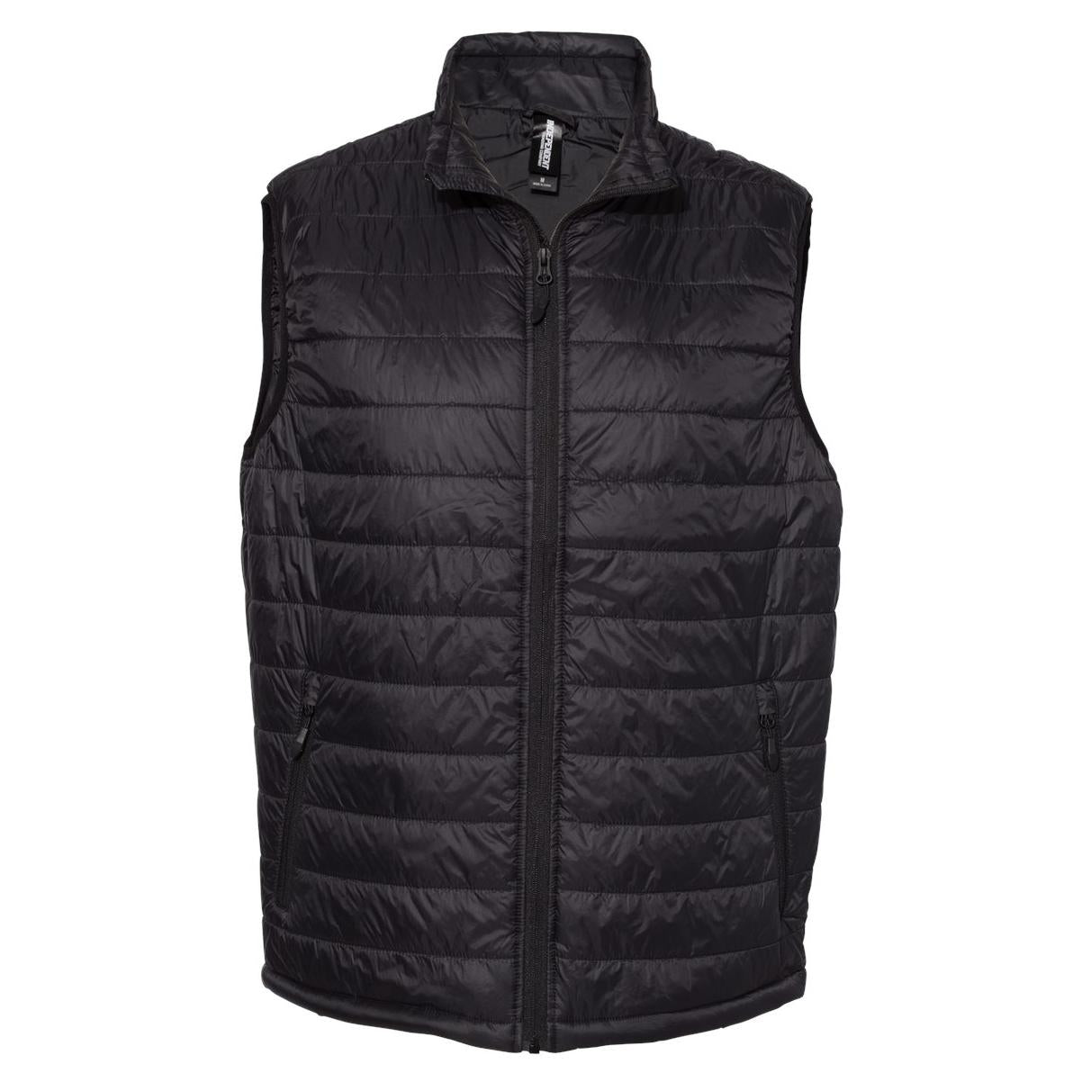 Black Puffer Vest - Independent Trading Co. - Wind Resistant