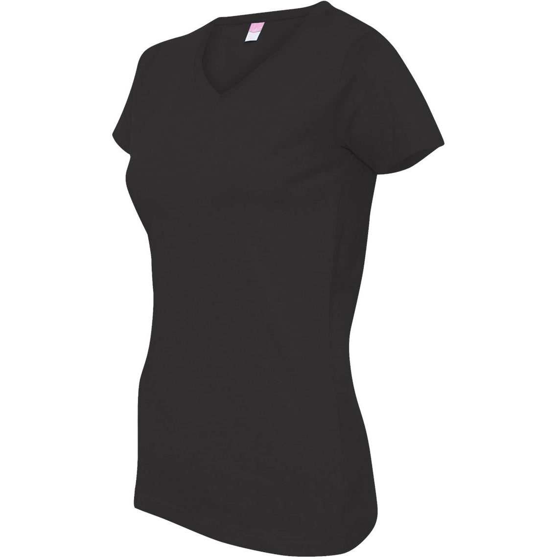 Black T-Shirts - LAT - V-Neck Jersey Tee, Soft Fabric
