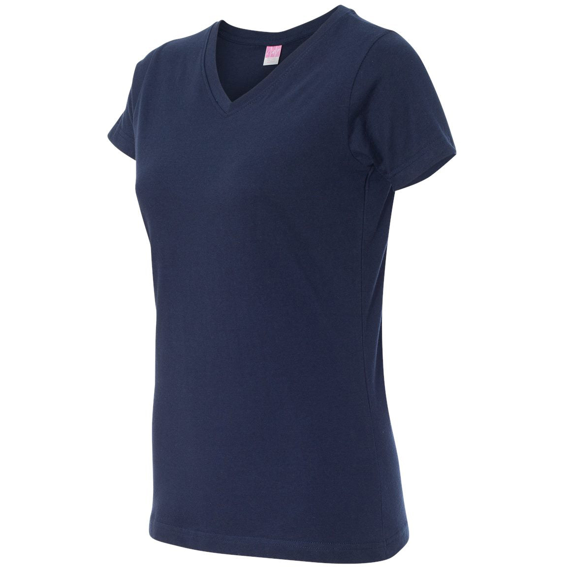 Black T-Shirts - LAT - V-Neck Jersey Tee, Soft Fabric
