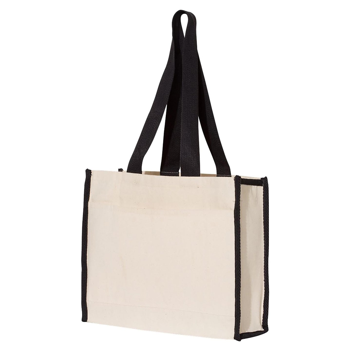 Natural/Black Tote Bag - Q-Tees - Durable Canvas