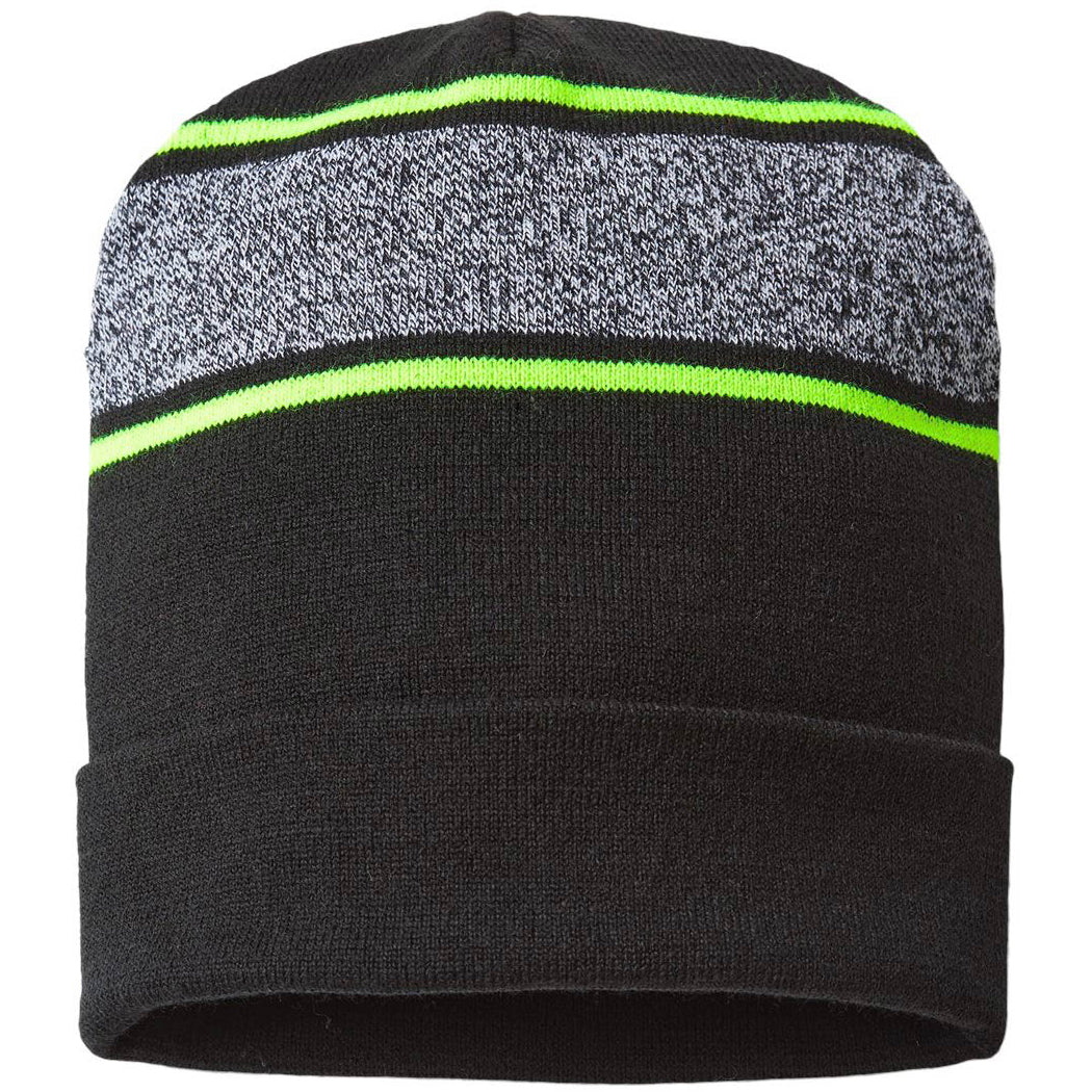 Black/Neon Yellow Beanies - Cap America - Soft Knit