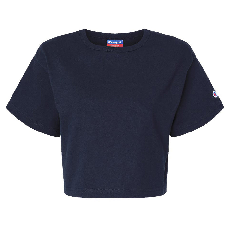 Black T-Shirts - Champion - Cropped Cotton Jersey