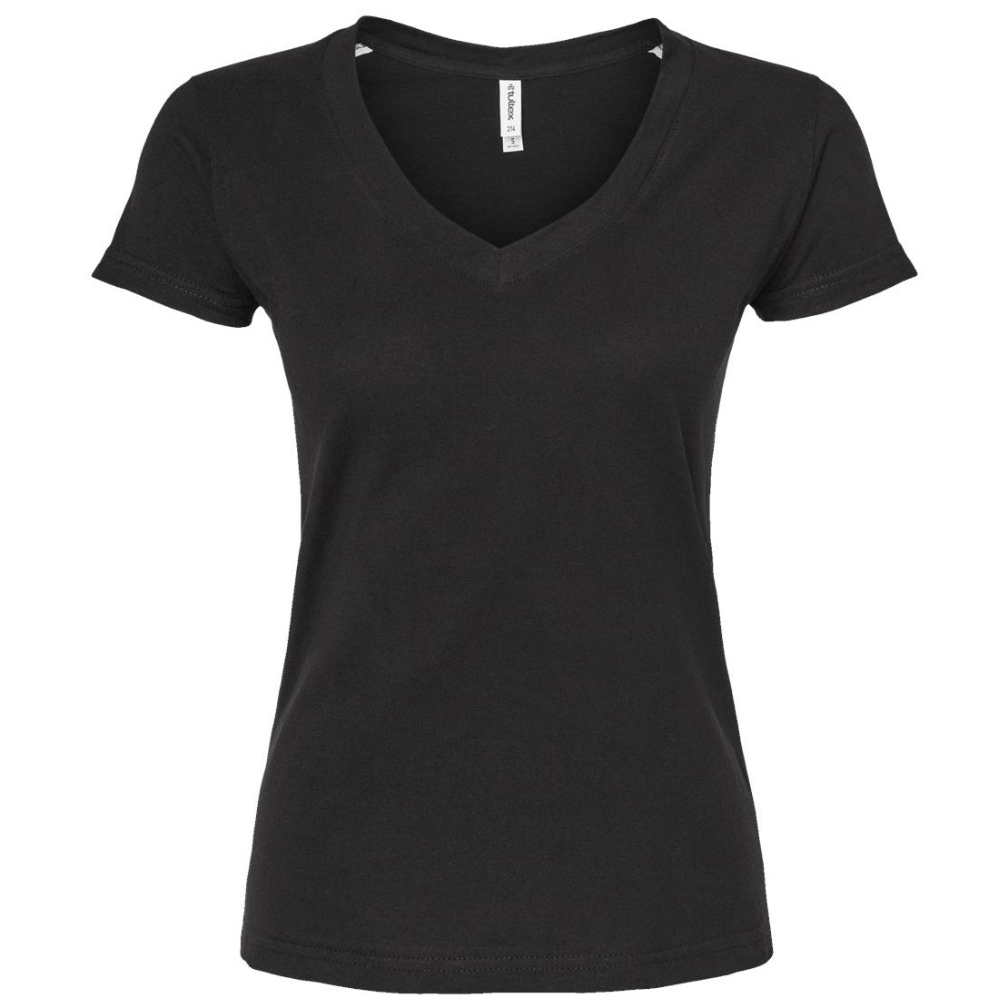 Black T-Shirts - Tultex - Slim Fit V-Neck Jersey - Casual Wear