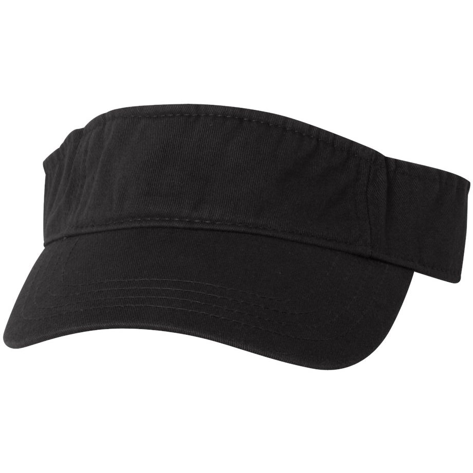 Black Visors - Valucap - Bio-Washed Cotton Fabric