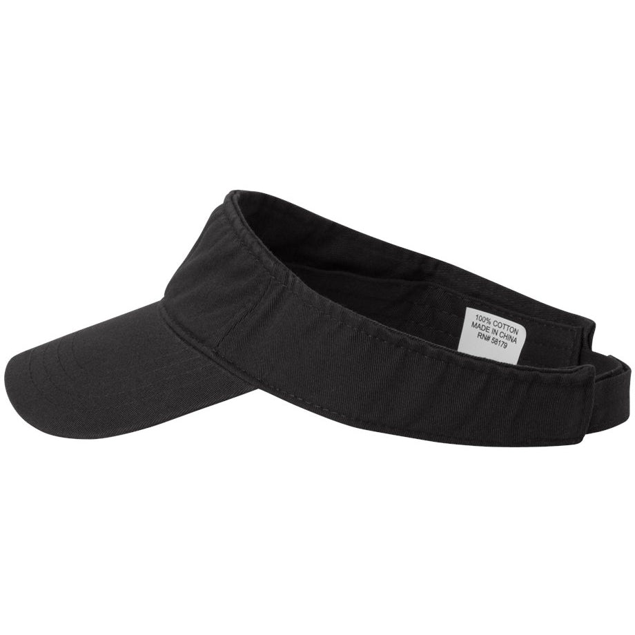 Black Visors - Valucap - Bio-Washed Cotton Fabric