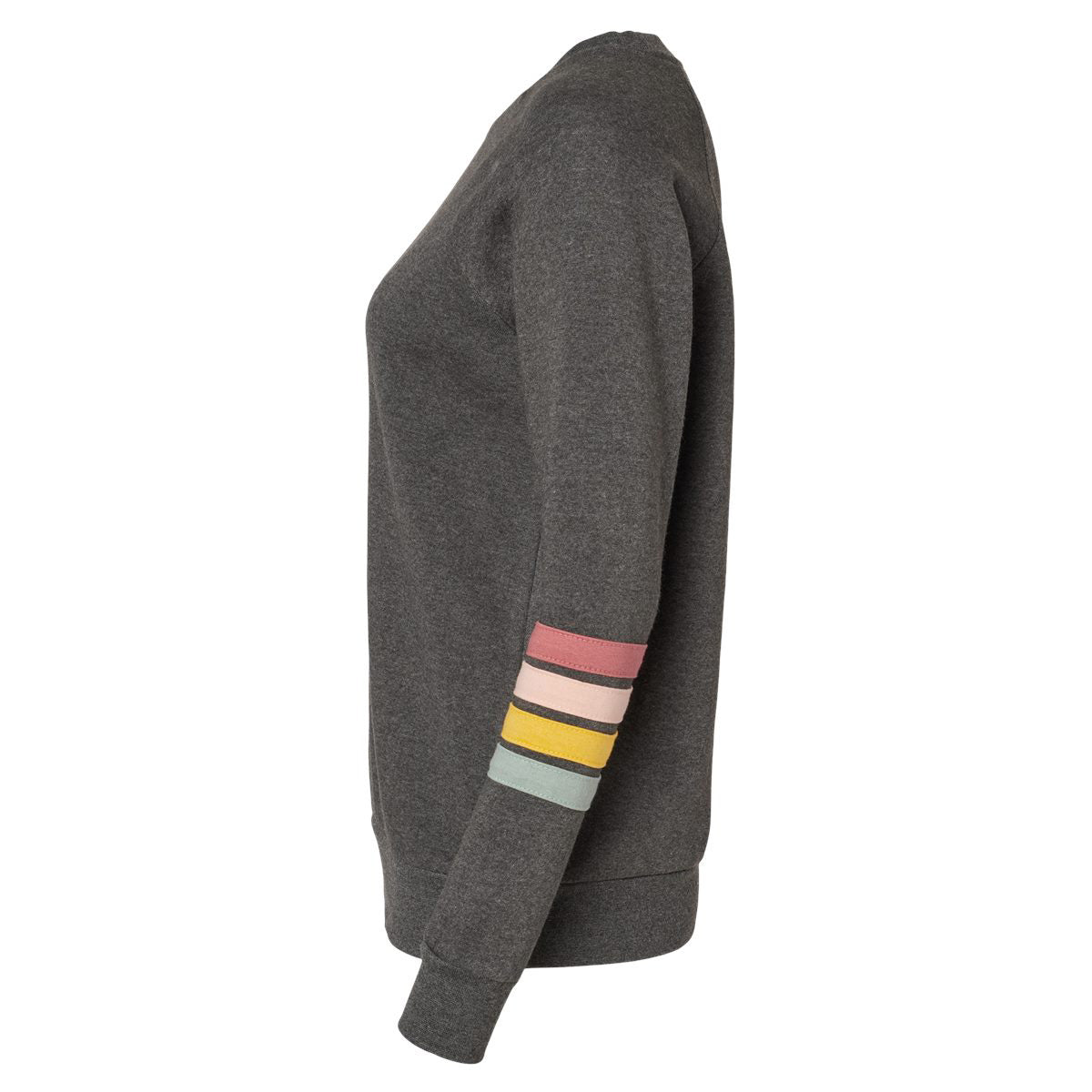 Charcoal Sweatshirt - MV Sport - Striped Sleeves Crewneck