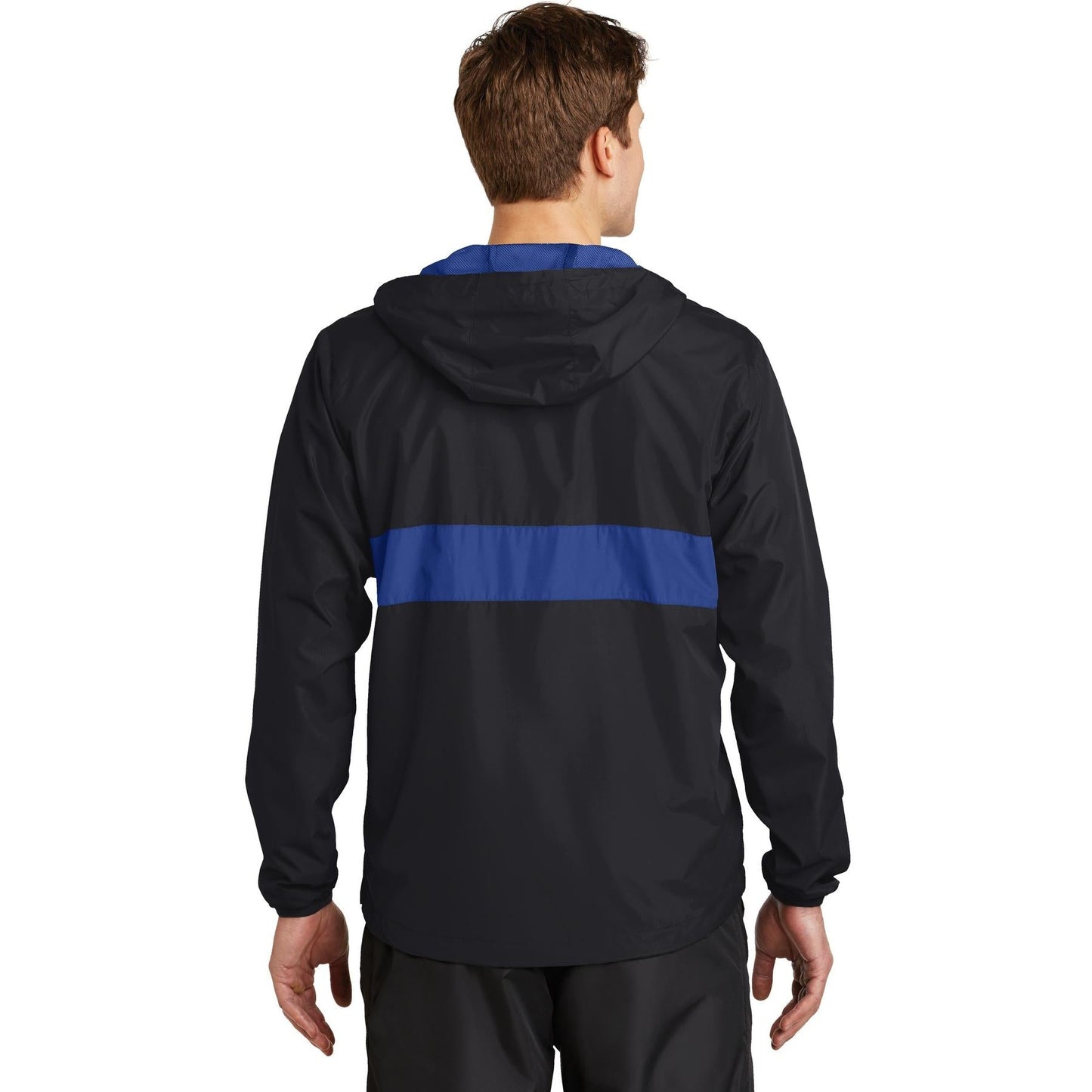 Black Windbreaker - Sport-Tek - Zippered Pocket Design