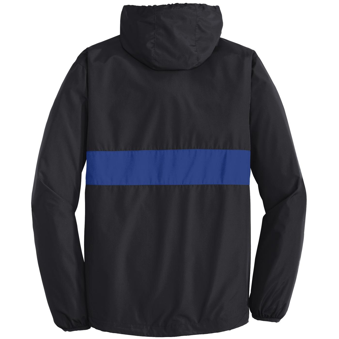 Black Windbreaker - Sport-Tek - Zippered Pocket Design