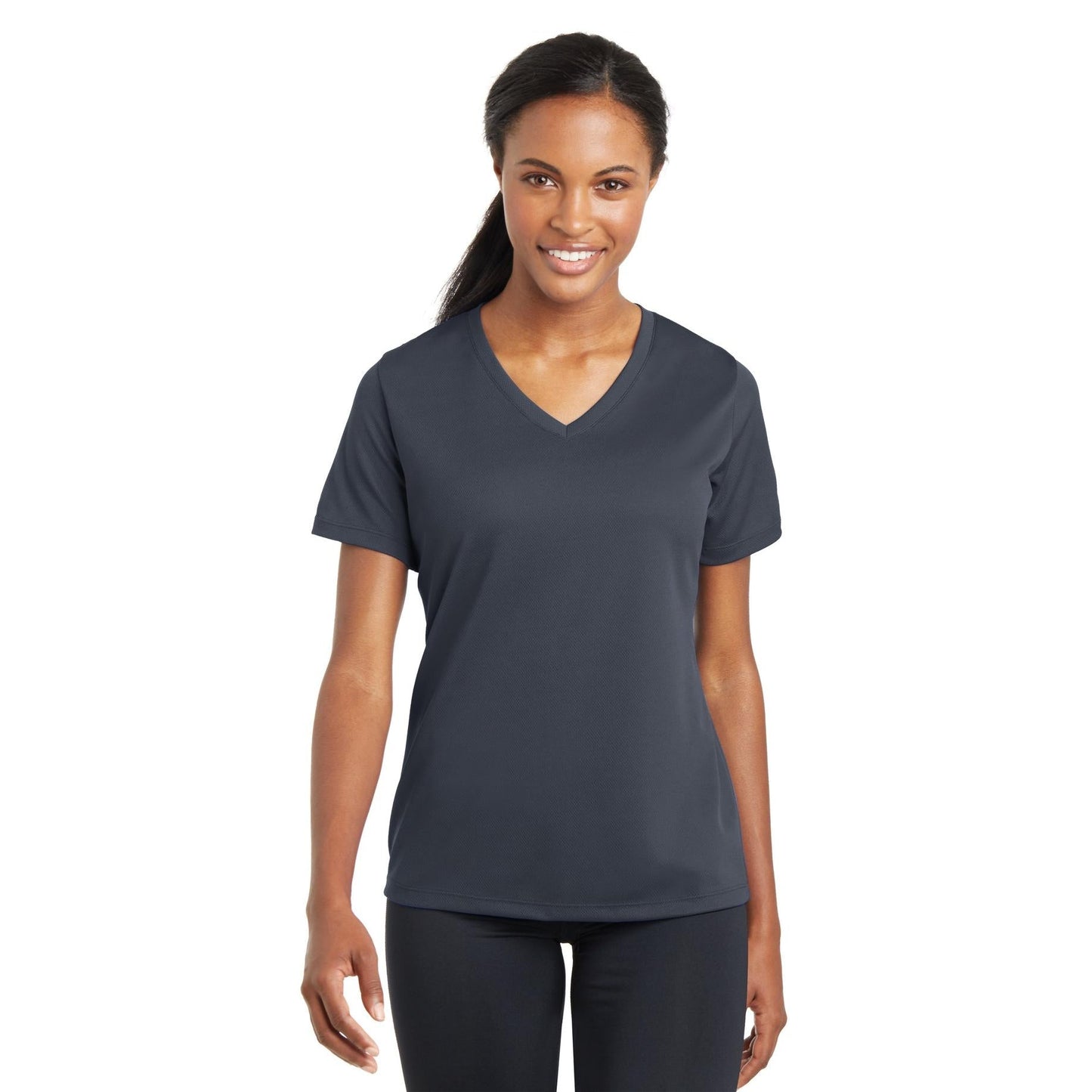 Black V-Neck Tee - Sport-Tek - Stylish Polyester Blend