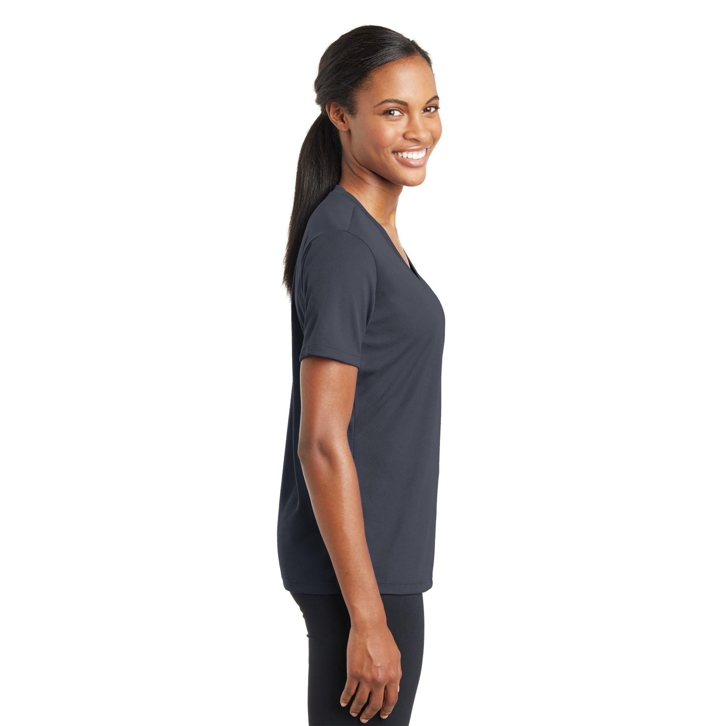 Black V-Neck Tee - Sport-Tek - Stylish Polyester Blend