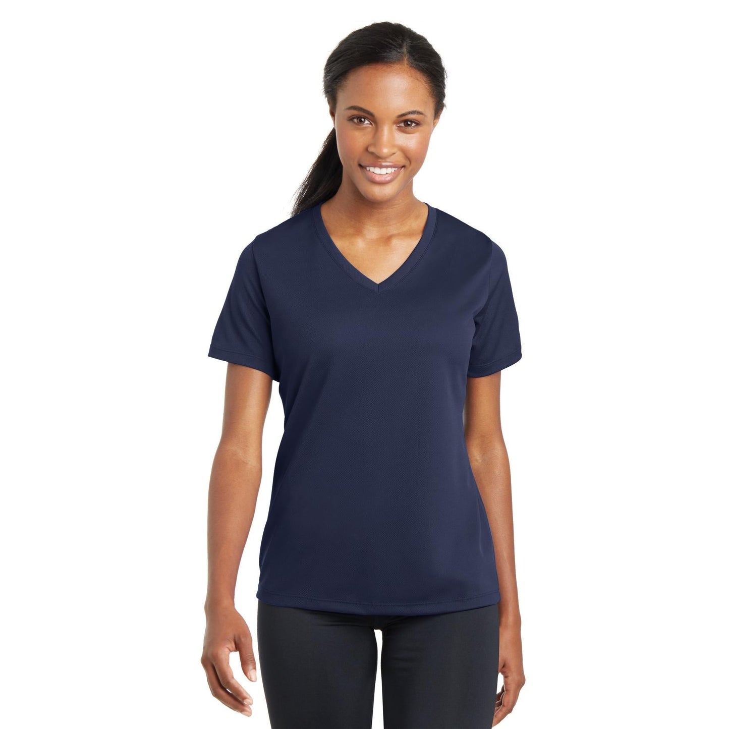 Black V-Neck Tee - Sport-Tek - Stylish Polyester Blend