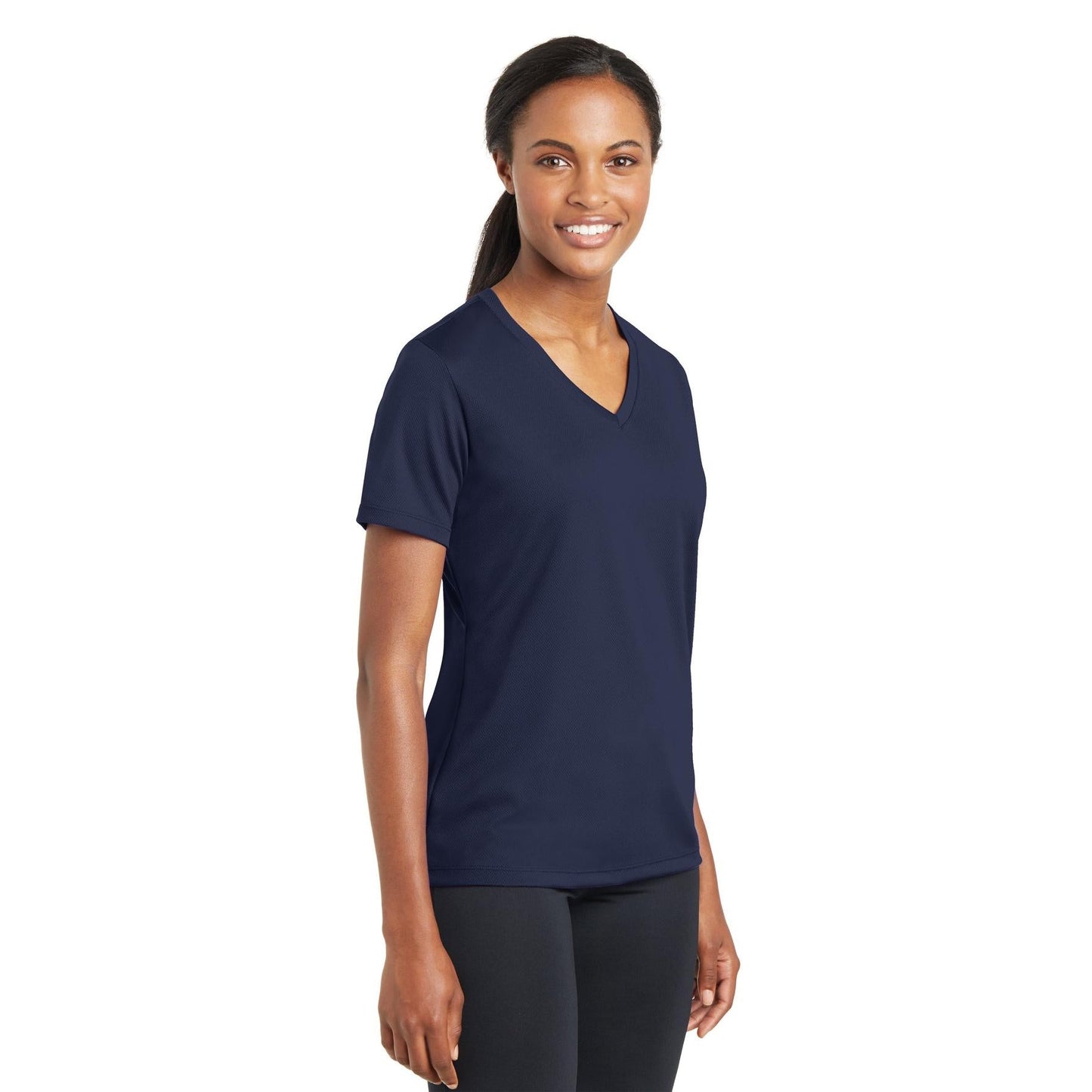 Black V-Neck Tee - Sport-Tek - Stylish Polyester Blend