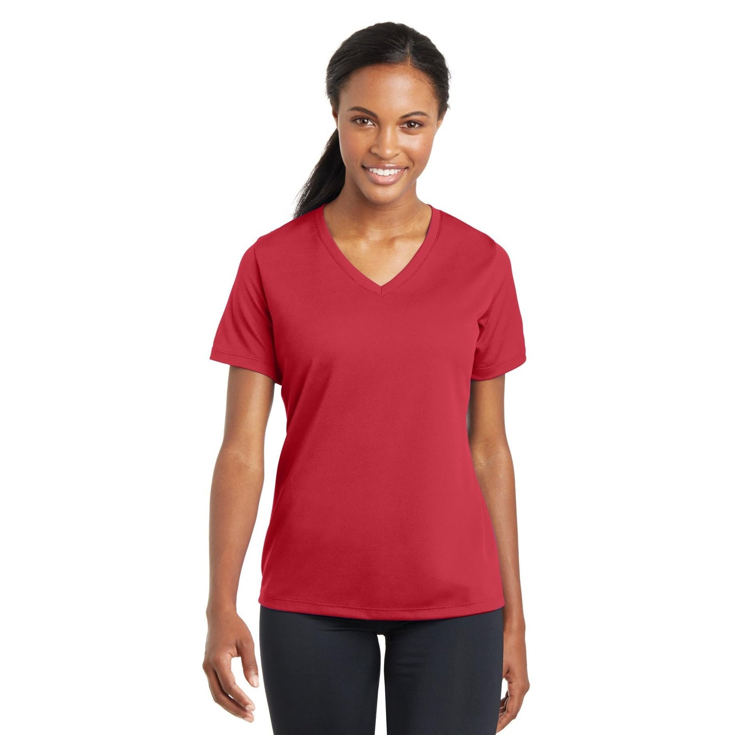 Black V-Neck Tee - Sport-Tek - Stylish Polyester Blend