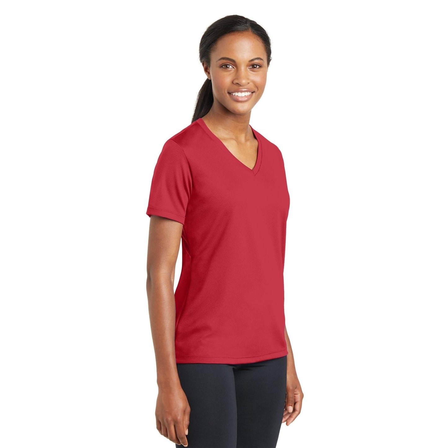 Black V-Neck Tee - Sport-Tek - Stylish Polyester Blend