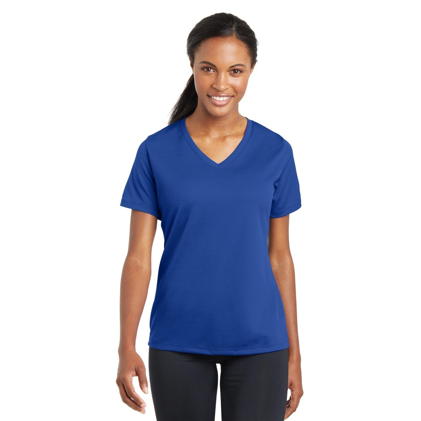 Black V-Neck Tee - Sport-Tek - Stylish Polyester Blend
