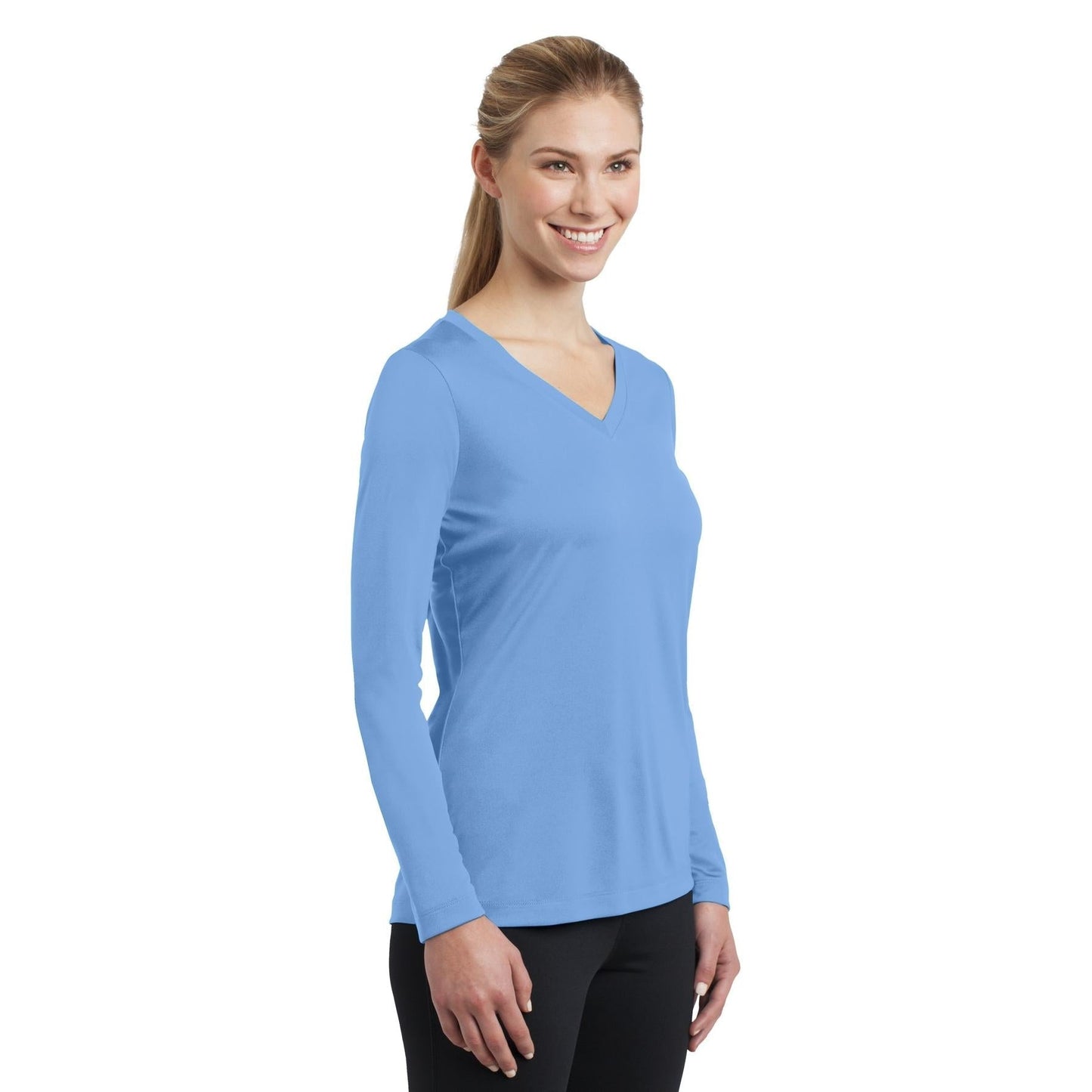 Forest Green T-Shirt - Sport-Tek - Long Sleeve V-Neck