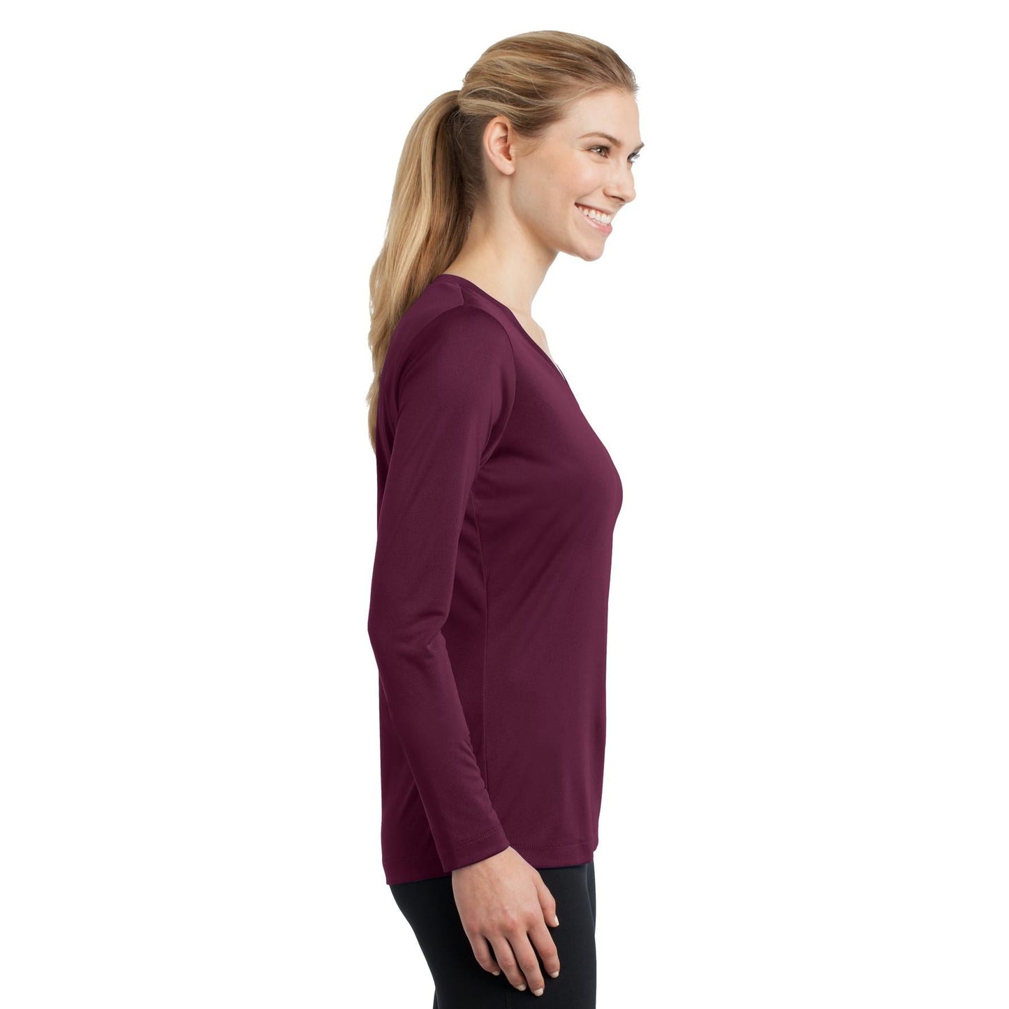Forest Green T-Shirt - Sport-Tek - Long Sleeve V-Neck