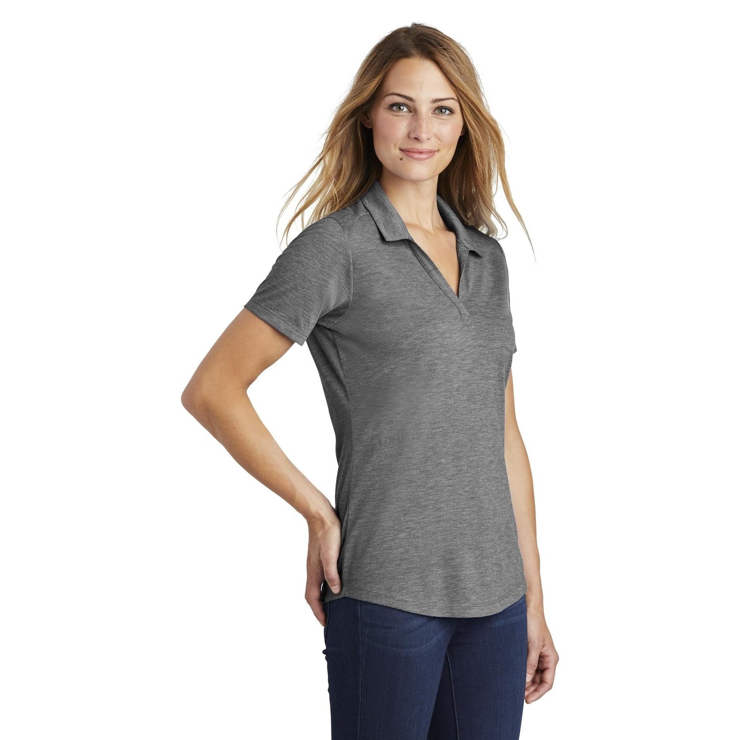 Black Triad Heather Polo - Sport-Tek - Tag-Free Design