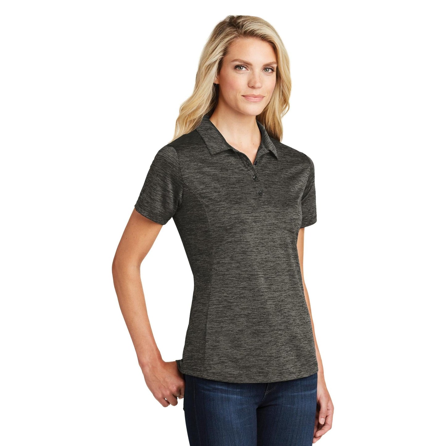 Black Electric Polo - Sport-Tek - Stylish Heather Design