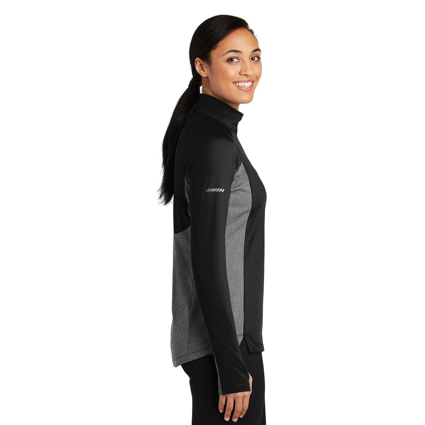 Black/Charcoal Grey Heather Sweatshirt - Sport-Tek - Stretchy Design