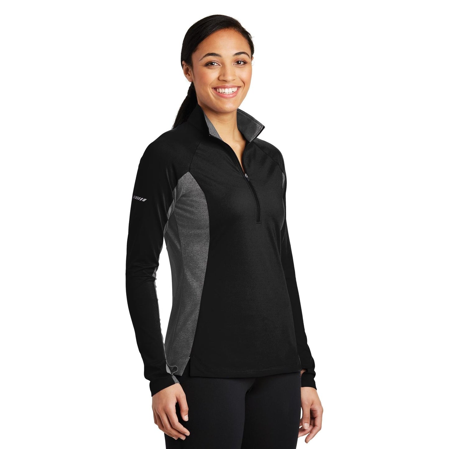 Black/Charcoal Grey Heather Sweatshirt - Sport-Tek - Stretchy Design