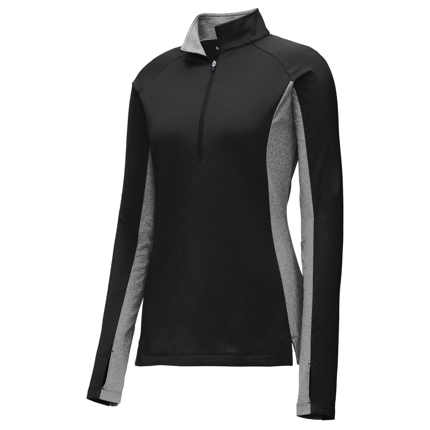 Black/Charcoal Grey Heather Sweatshirt - Sport-Tek - Stretchy Design