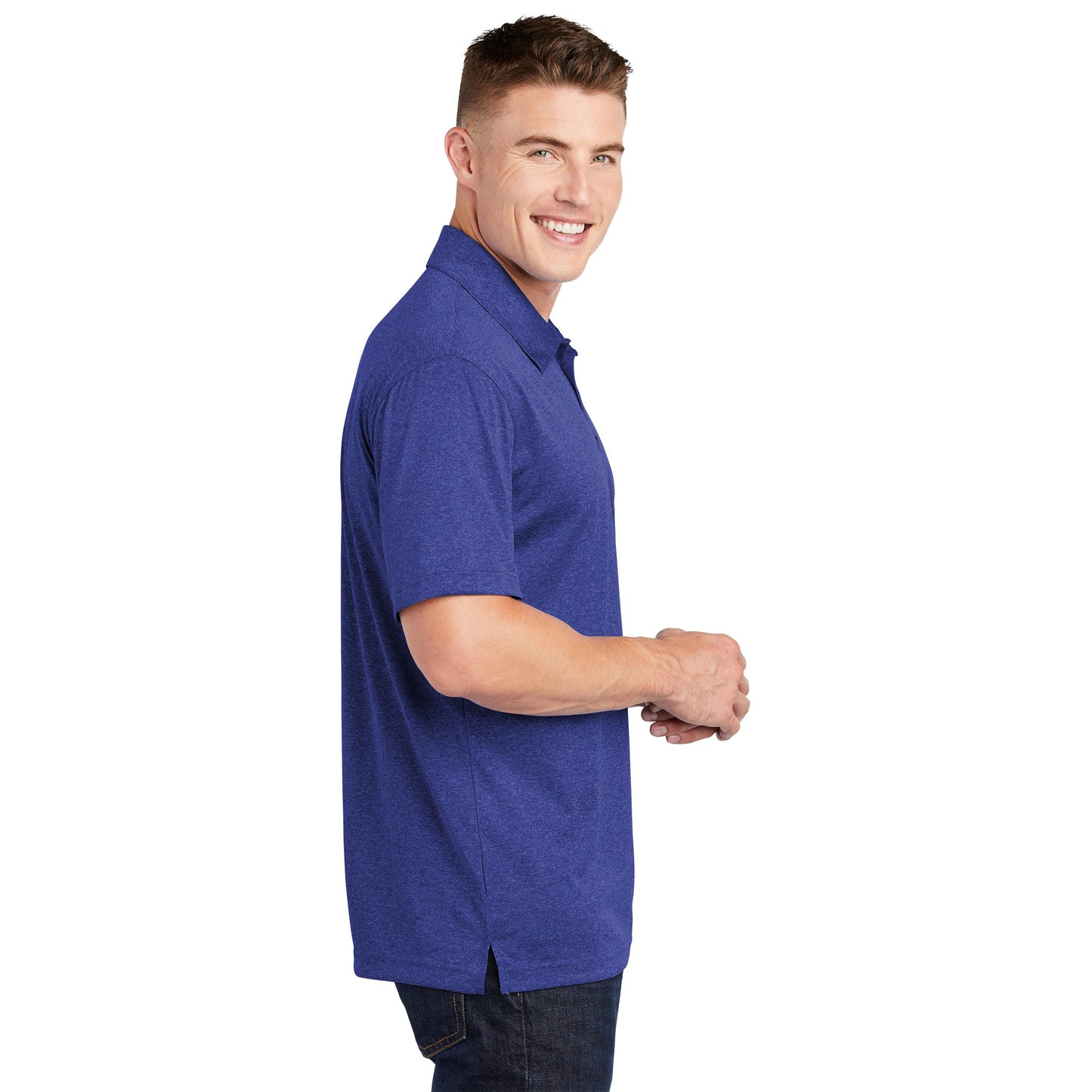 True Royal Heather Polo Shirt - Sport-Tek - Moisture Wicking