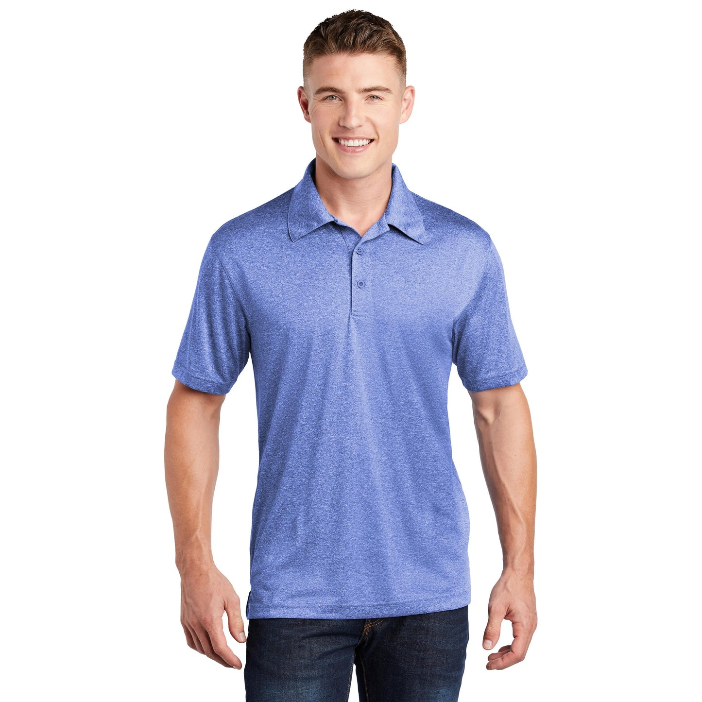 True Royal Heather Polo Shirt - Sport-Tek - Moisture Wicking