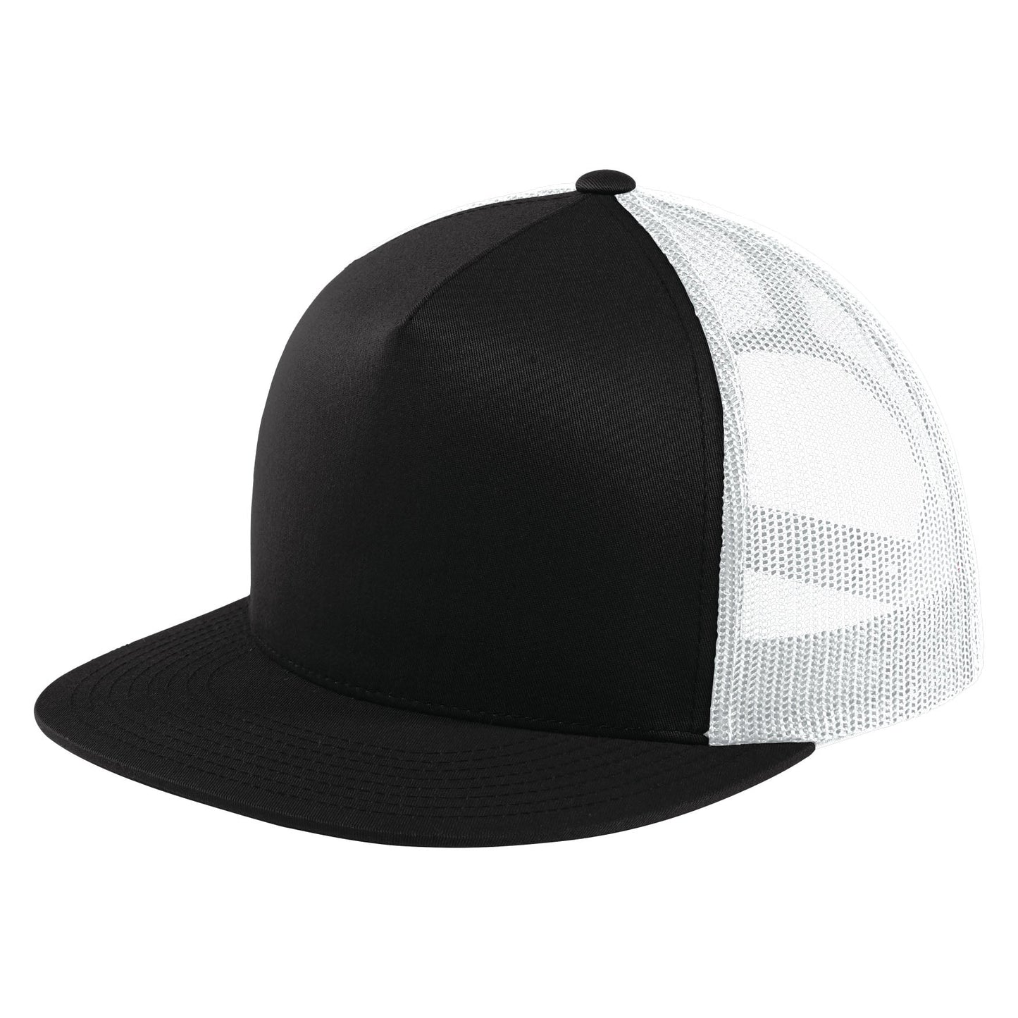 Black Trucker Cap - Sport-Tek - Adjustable Fit Design