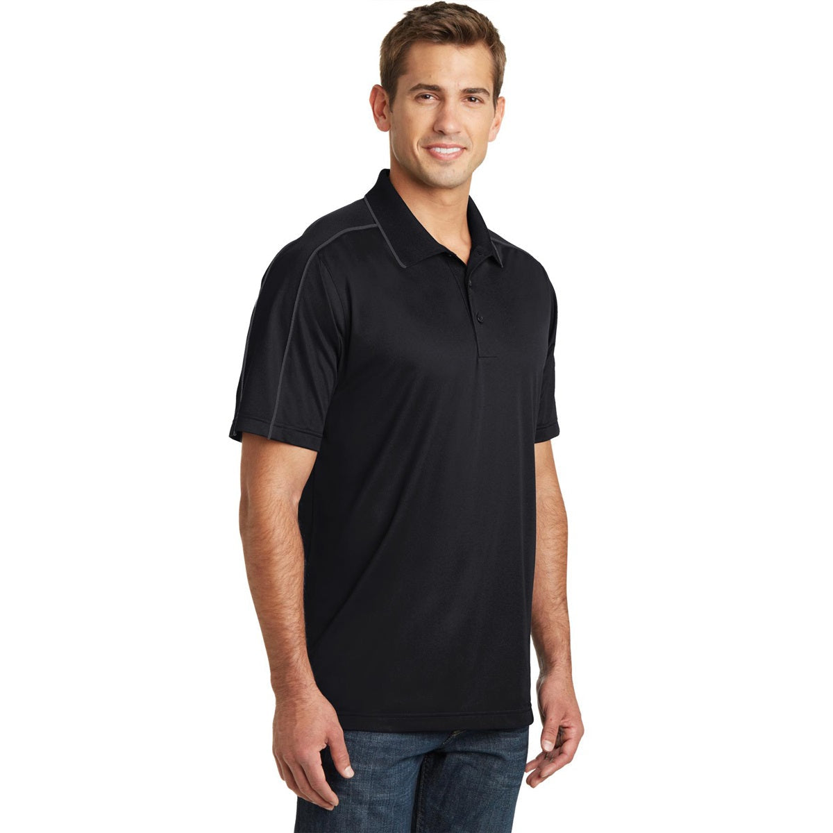 Black/Iron Grey Polo Shirt - Sport-Tek - Micropique Poly
