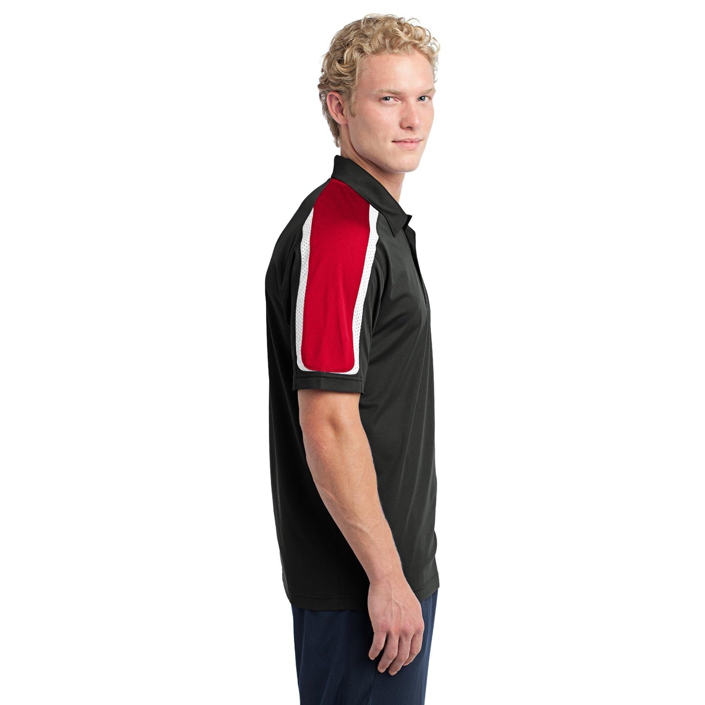 Black/Iron Grey/White Polo - Sport-Tek - Stylish Fit