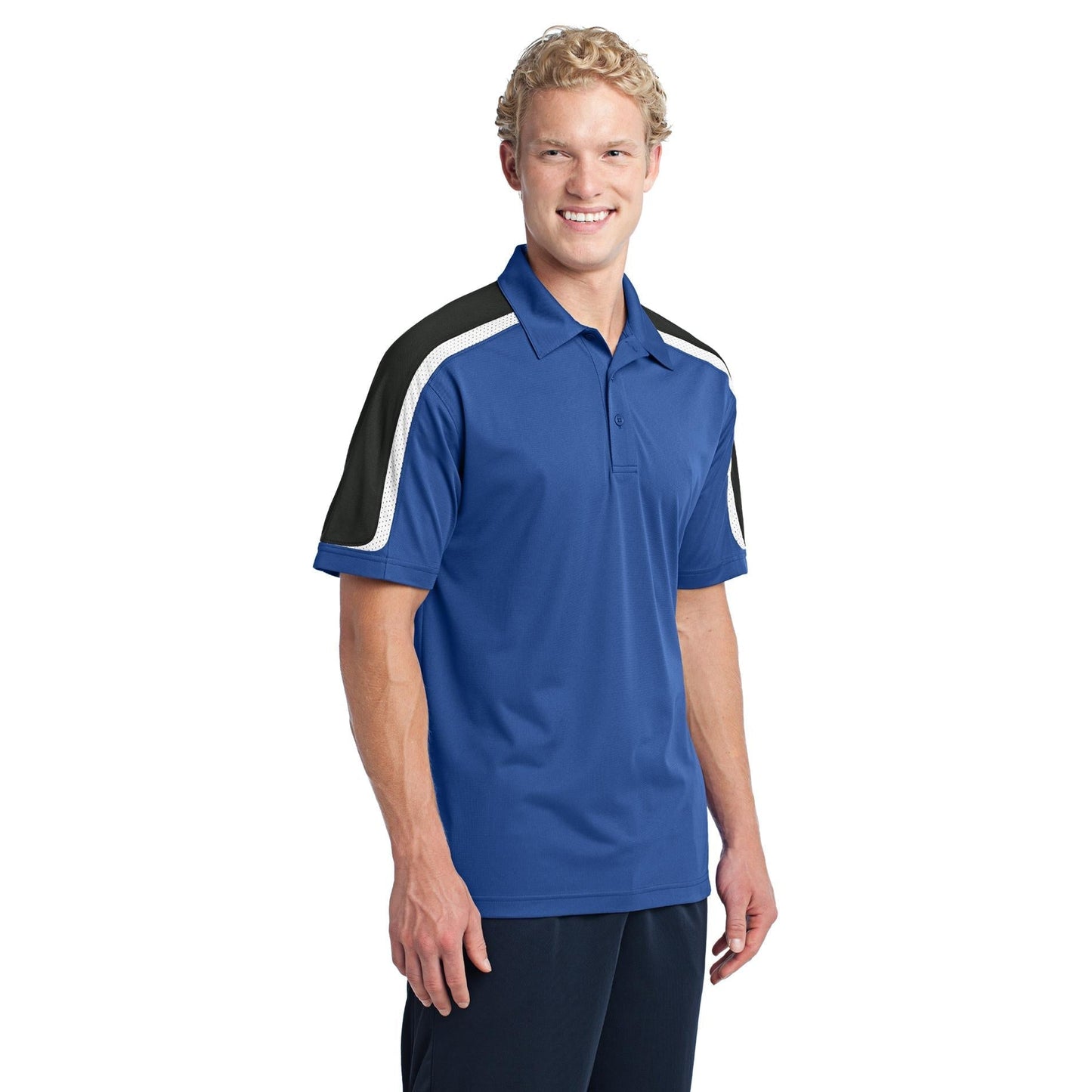 Black/Iron Grey/White Polo - Sport-Tek - Stylish Fit