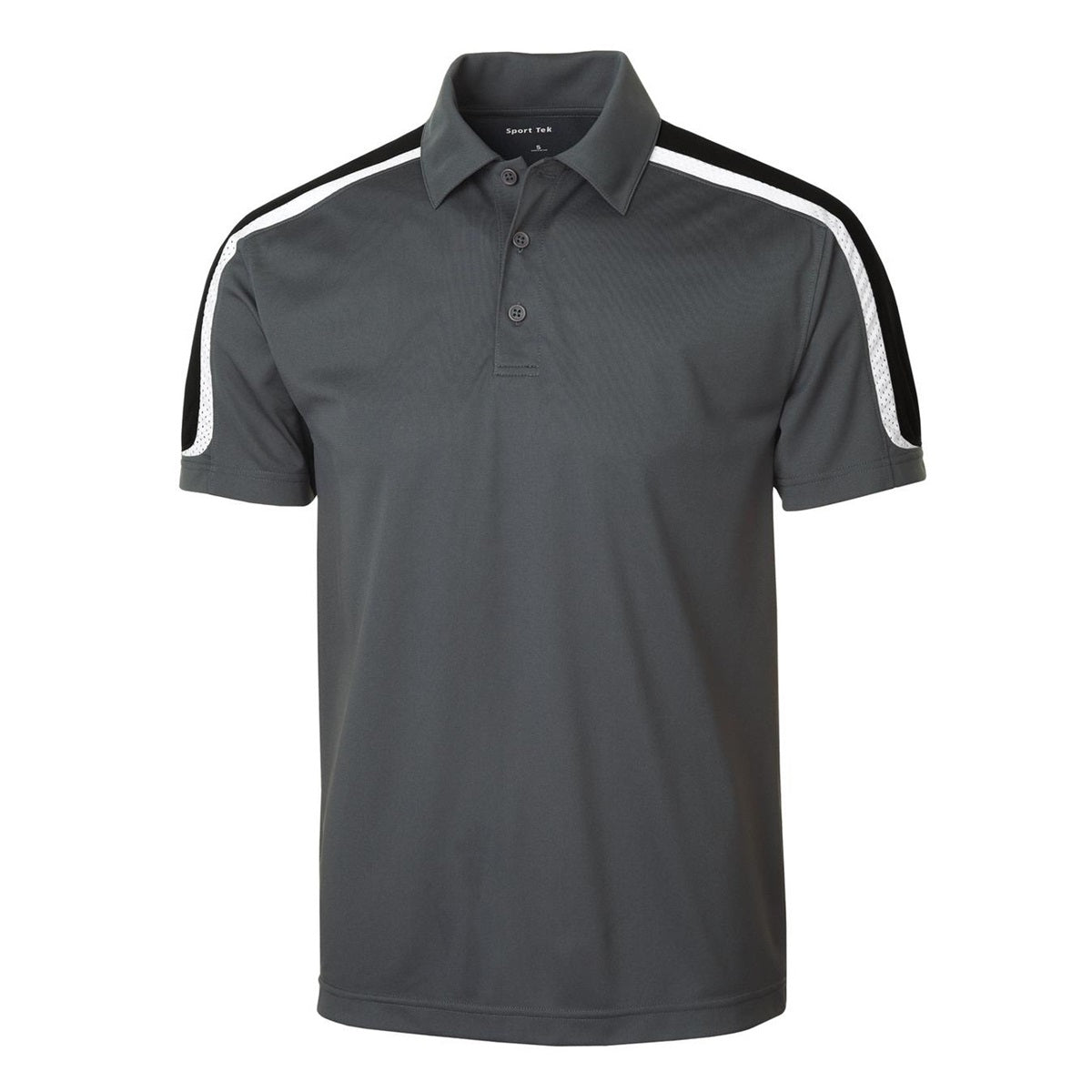 Black/Iron Grey/White Polo - Sport-Tek - Stylish Fit
