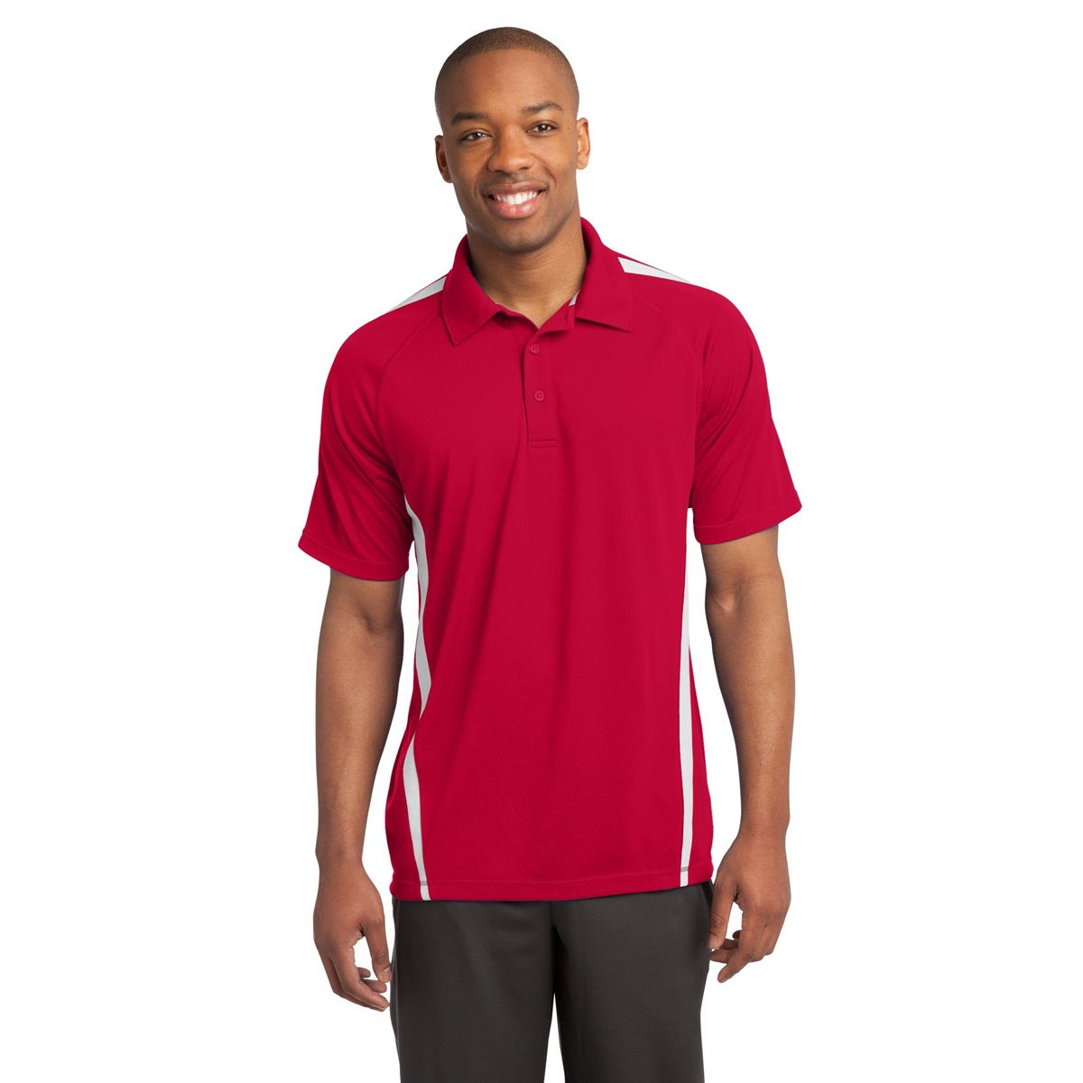 Black/Red Polo Shirt - Sport-Tek - Colorblock Style