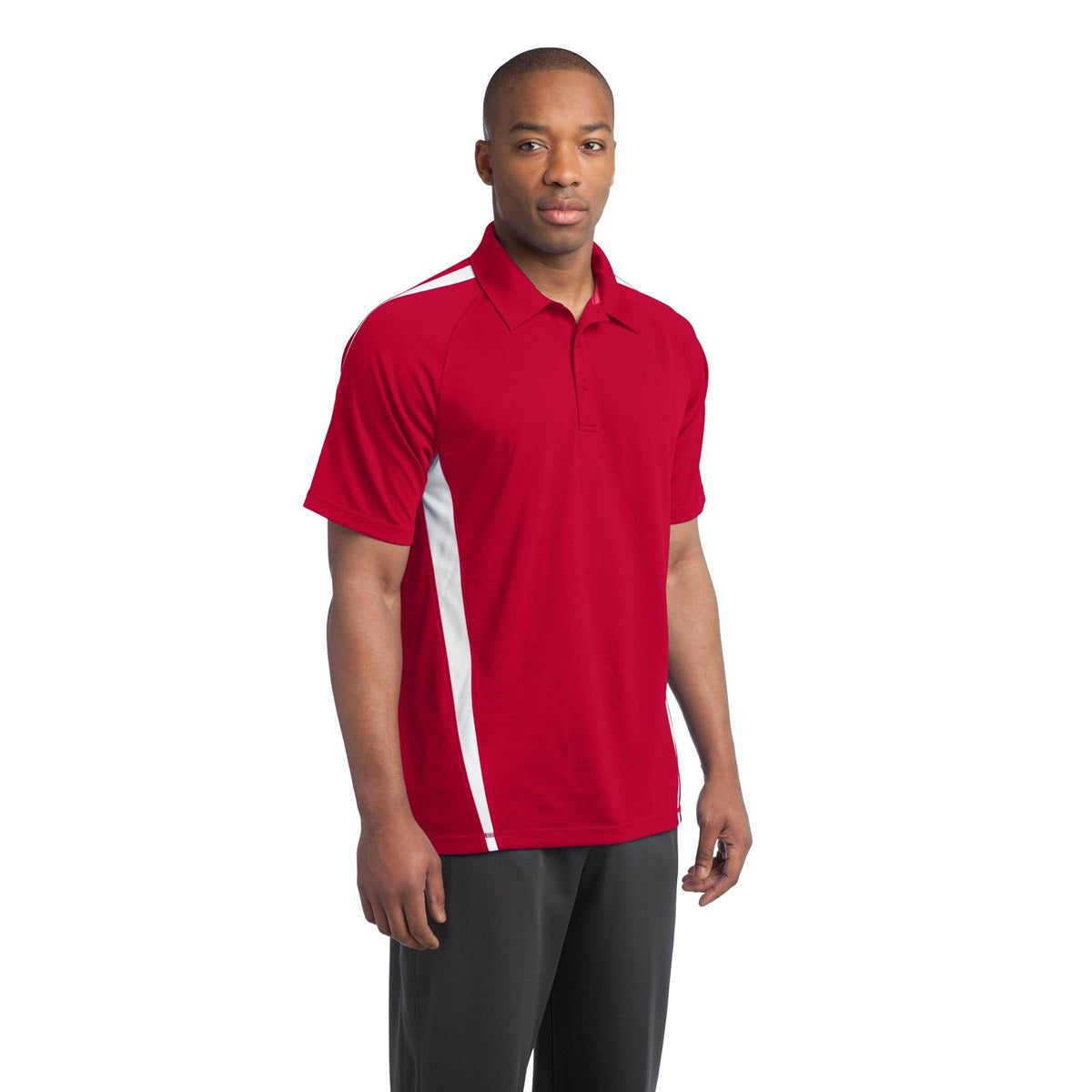 Black/Red Polo Shirt - Sport-Tek - Colorblock Style