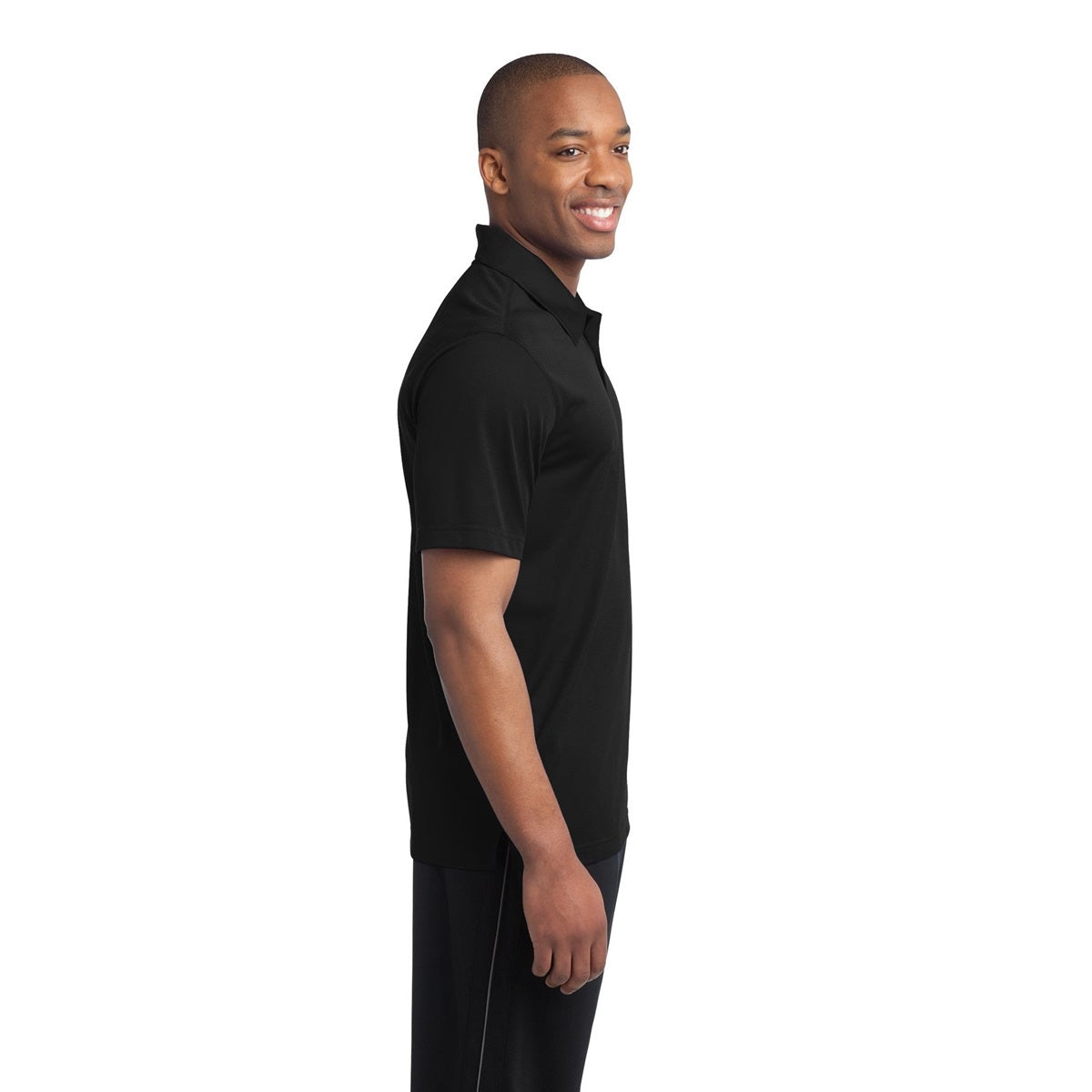 Black Polo Shirt - Sport-Tek - Textured Polyester - Stylish Fit