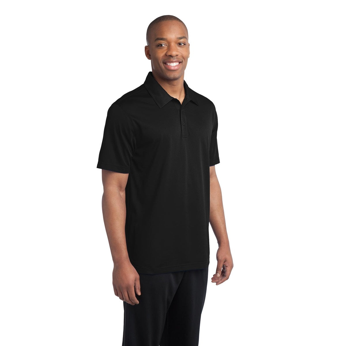 Black Polo Shirt - Sport-Tek - Textured Polyester - Stylish Fit