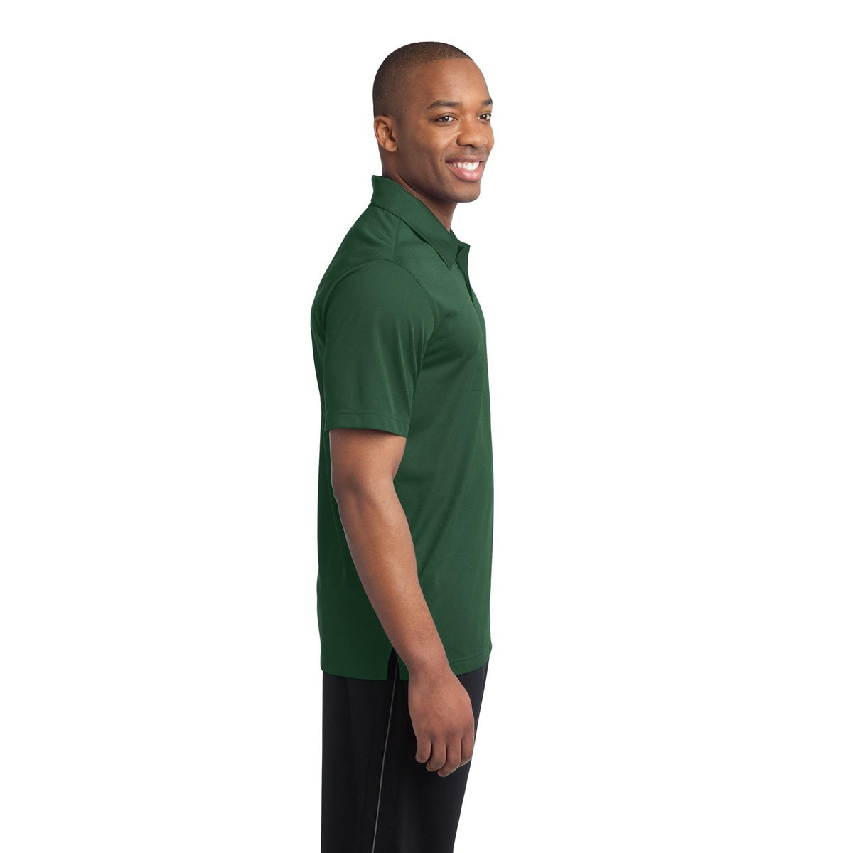 Black Polo Shirt - Sport-Tek - Textured Polyester - Stylish Fit