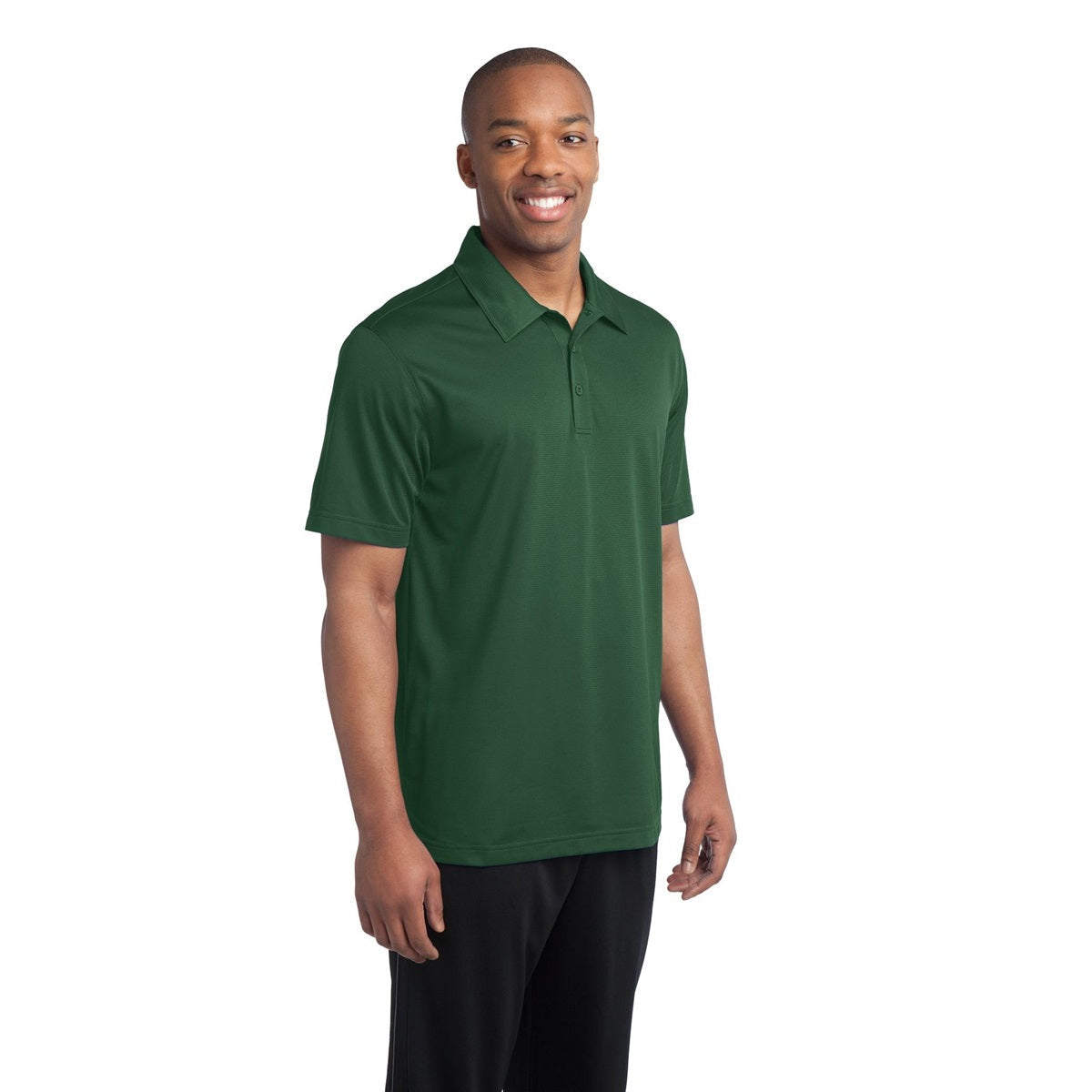 Black Polo Shirt - Sport-Tek - Textured Polyester - Stylish Fit