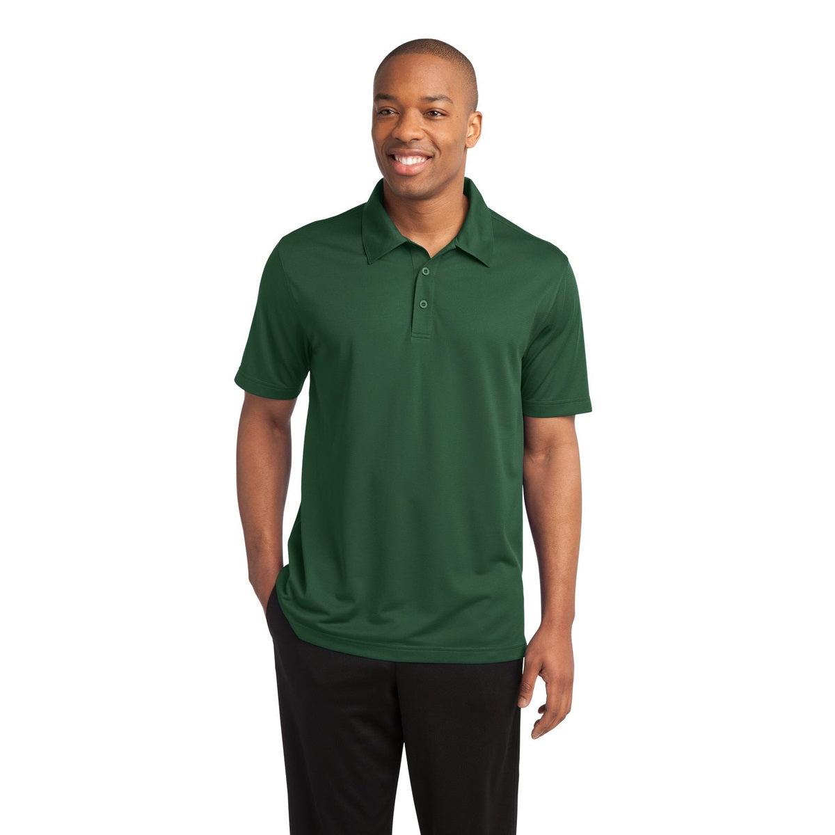 Black Polo Shirt - Sport-Tek - Textured Polyester - Stylish Fit
