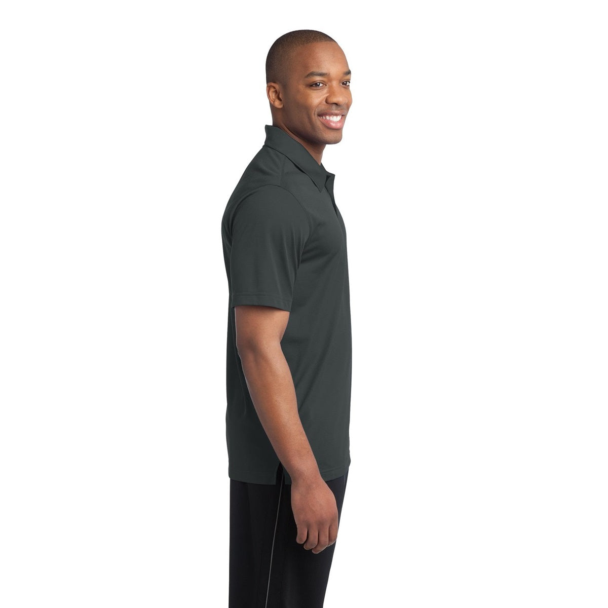 Black Polo Shirt - Sport-Tek - Textured Polyester - Stylish Fit